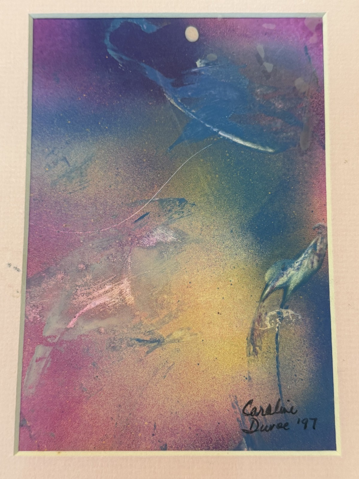 Caroline Duvoe Signed Abstract «Story Teller» 10×8″ Original Acrylic Painting
