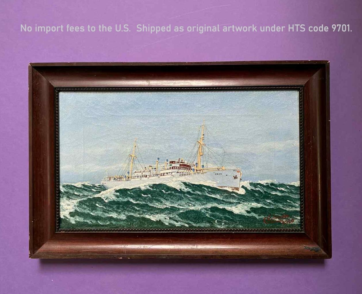 Erling Gulbrandsen WWII Oil – M/S Crux Allied Ship Torpedoed by U-Boat COA