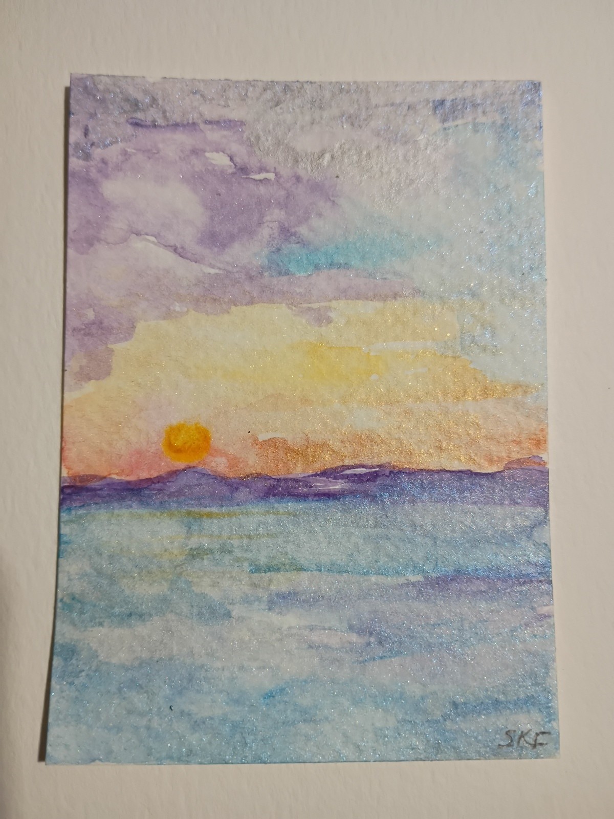 Original ACEO art Seascape, Ocean, Beach View, Waves, Vertical