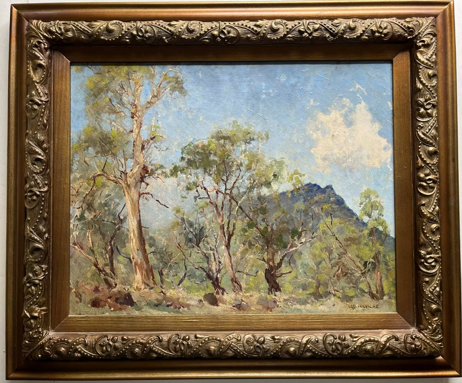 GEORGE (GEO) COLVILLE AUSTRALIAN FRAMED OIL «NEAR GRAMPIANS VICTORIA» 1935