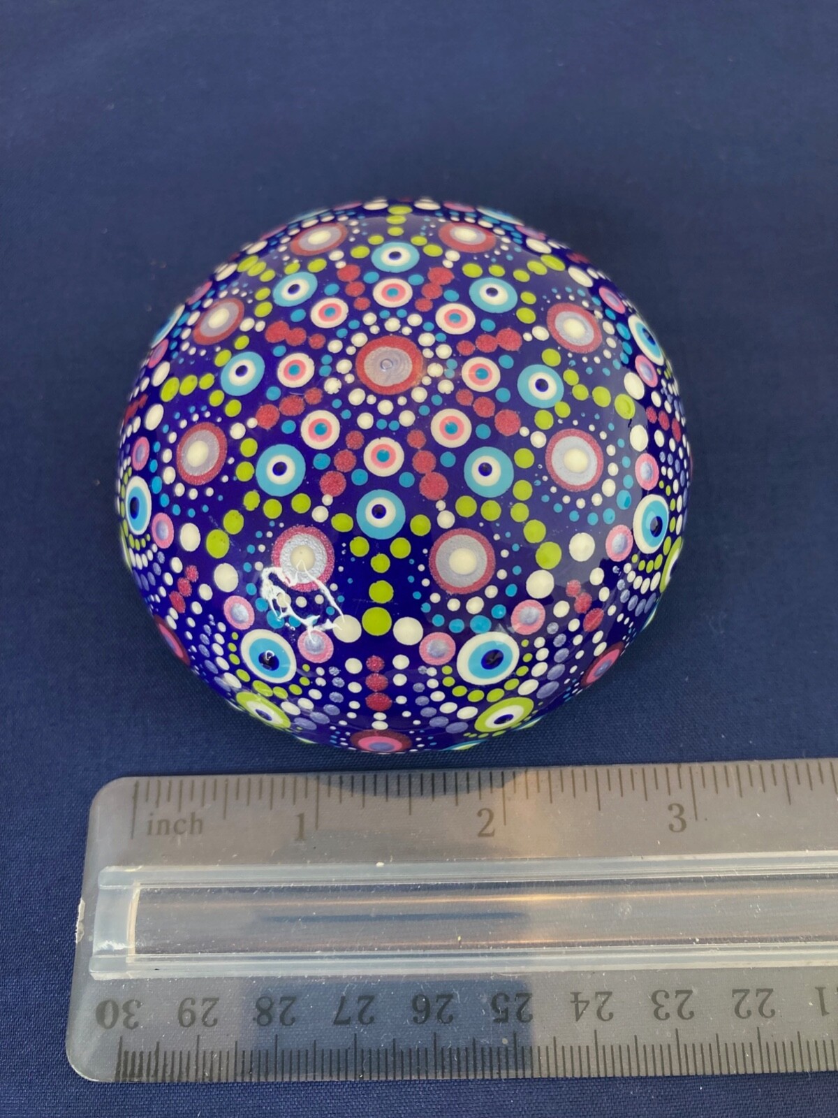 Mandala Dot Painted Rock Stone Dome – Blue, Pink, Purple, Green, White