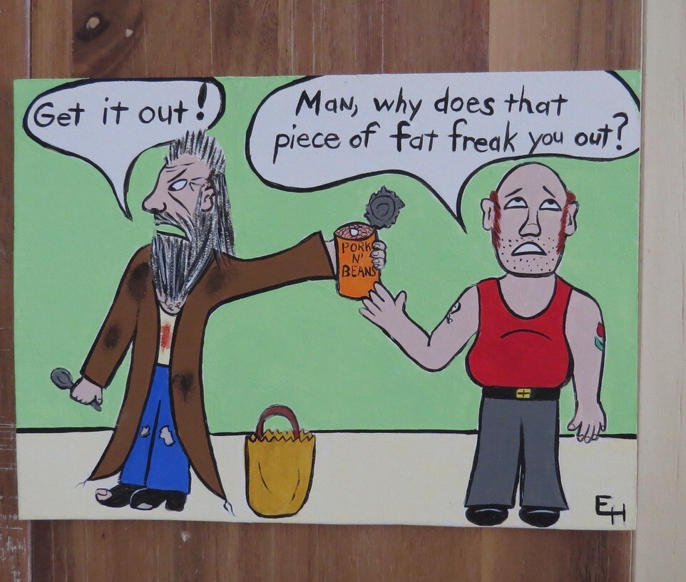 Phobia Canned Can Pork N’ And Beans Food Cartoon Painting Original Art Ericajaye