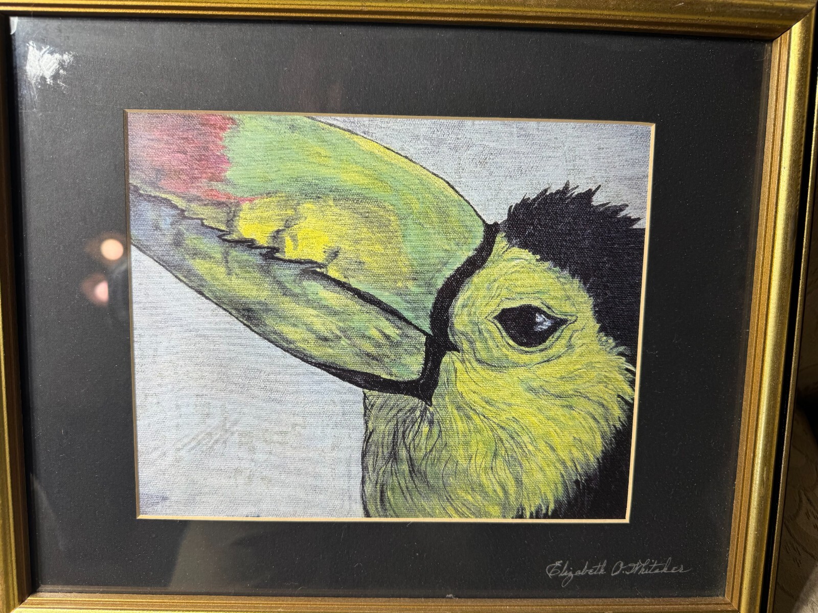 Elizabeth Whitaker «A Toucan Scene» Mixed Media Painting – Signed And Framed