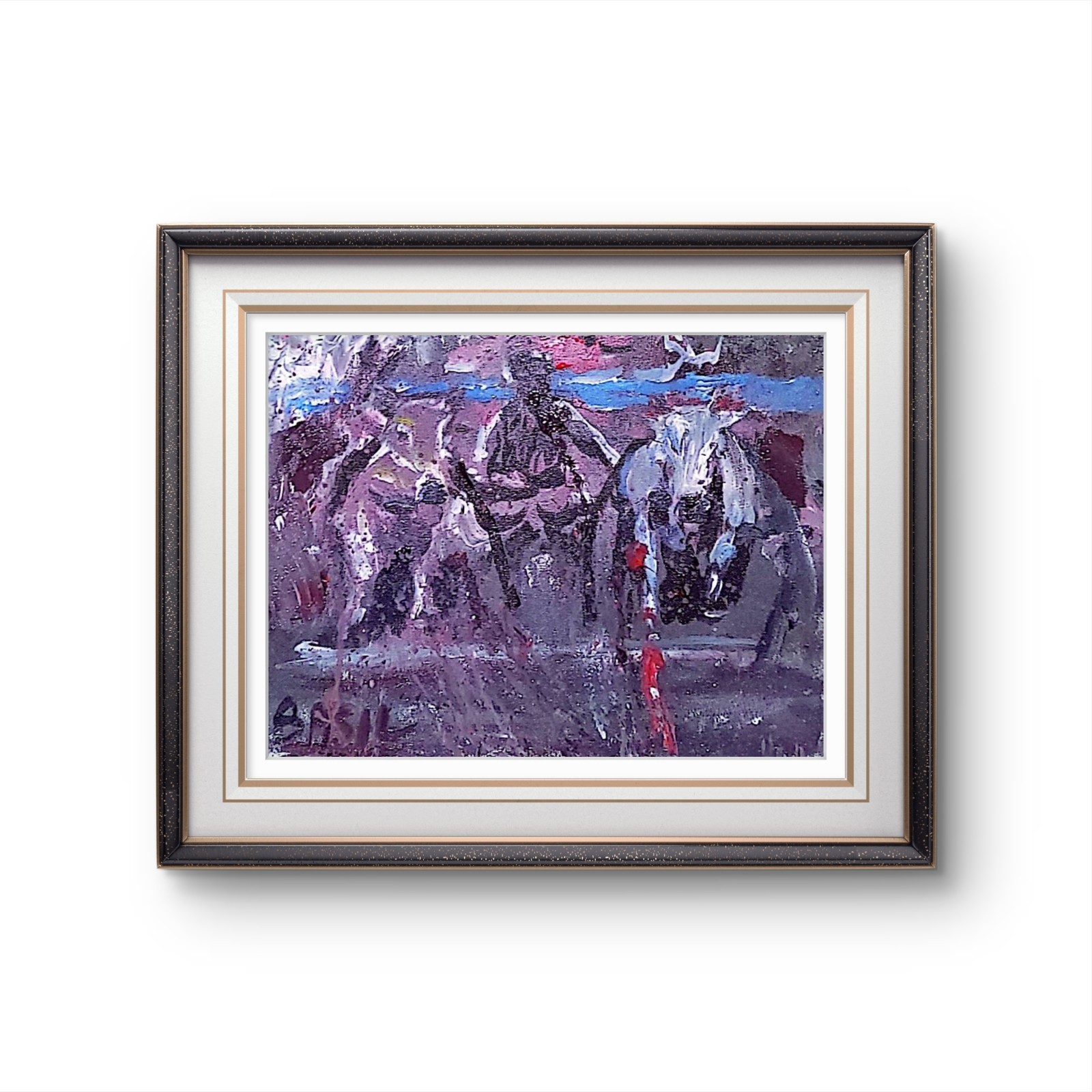 Kambala Water Buffalo Race Neo Expressionism Original Artwork on Canvas 11×14