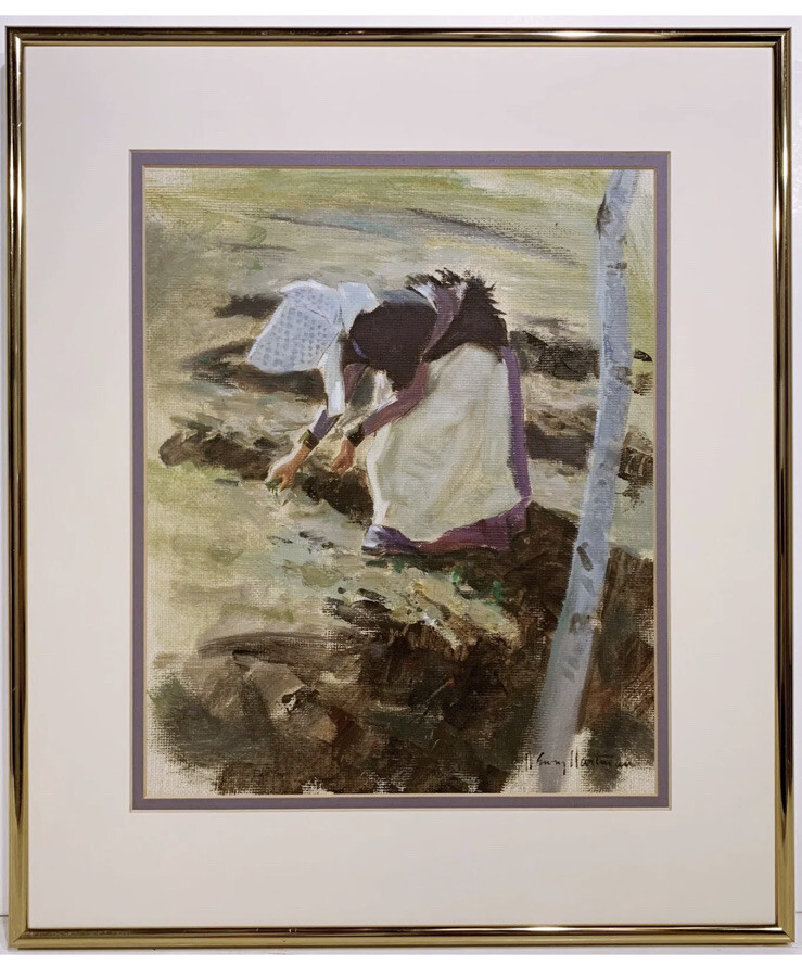 HENRY HARTMAN 1913-11 American NJ PA Artist Illustrator PAINTING Picking Flowers