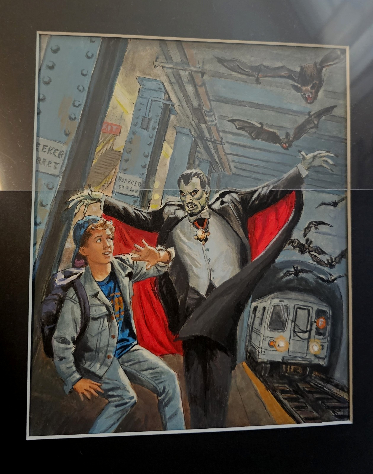 Samson Pollen ORIG. GOUACHE on Board «Count Dracula» 7 1/4x 8 3/4 Custom Matted