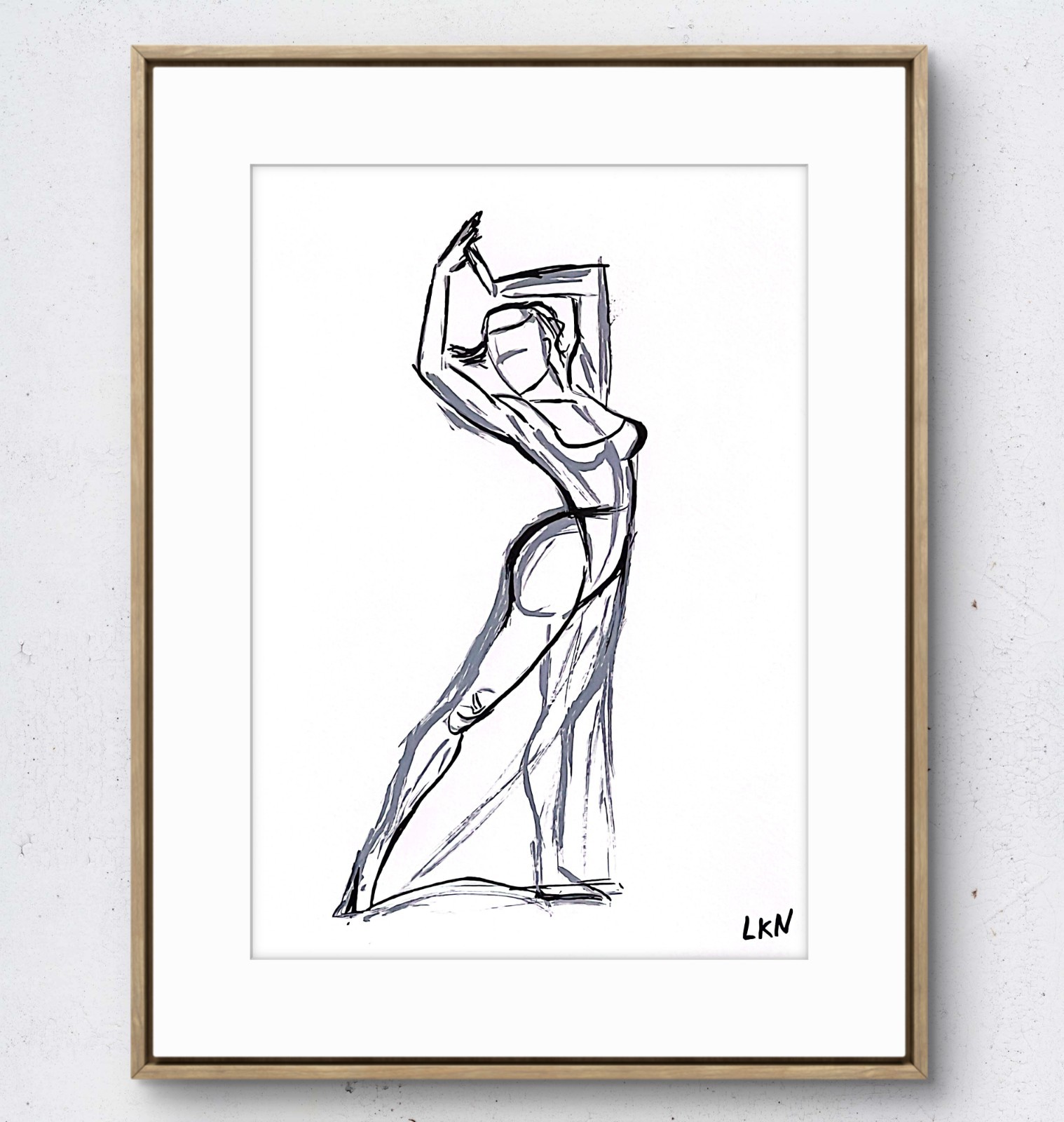 Laeknapes 10×7 Female Form Dance Paper Sketch Monochrome Figurative Fine Artwork