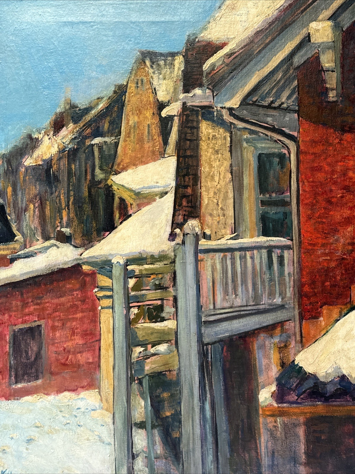 JULIUS KAHN PAINTING WPA AMERICSAN REGIONALISM LANDSCAPE EXHIBTED BELOW ZERO 28″