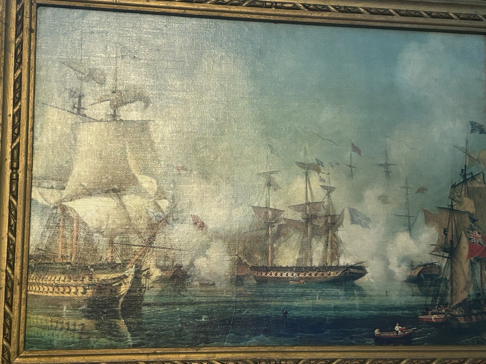 Framed Realism Nautical Seascape Ships Painting, Single Piece