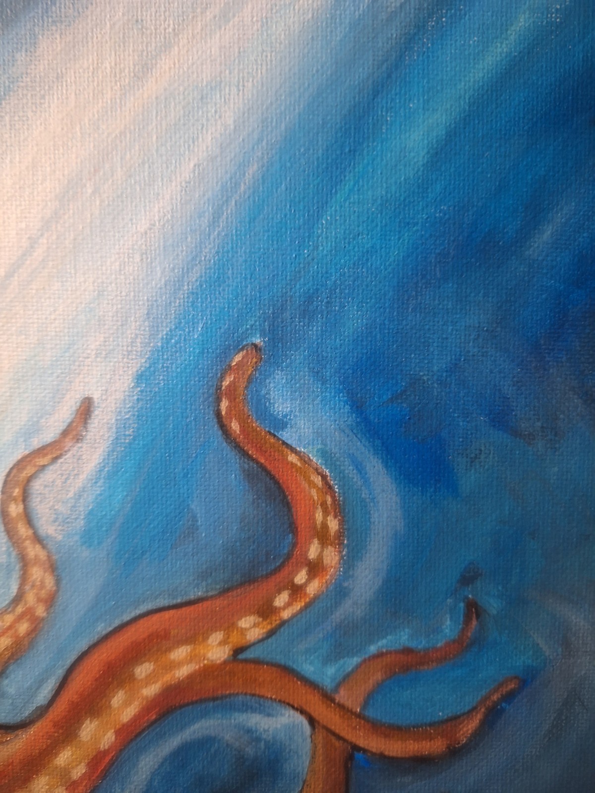 Orginal Deep Sea Octopus 9×12 Impressionist Acrylic Panel Painting