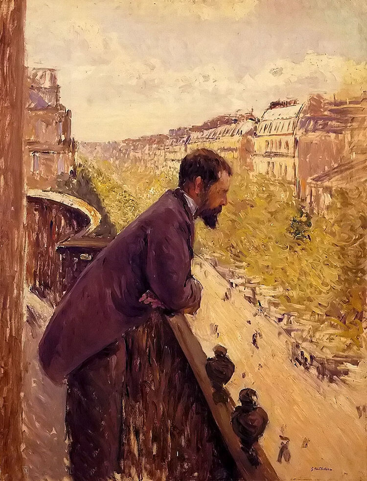 Oil painting gustave caillebotte – the man French on the balcony in landscape