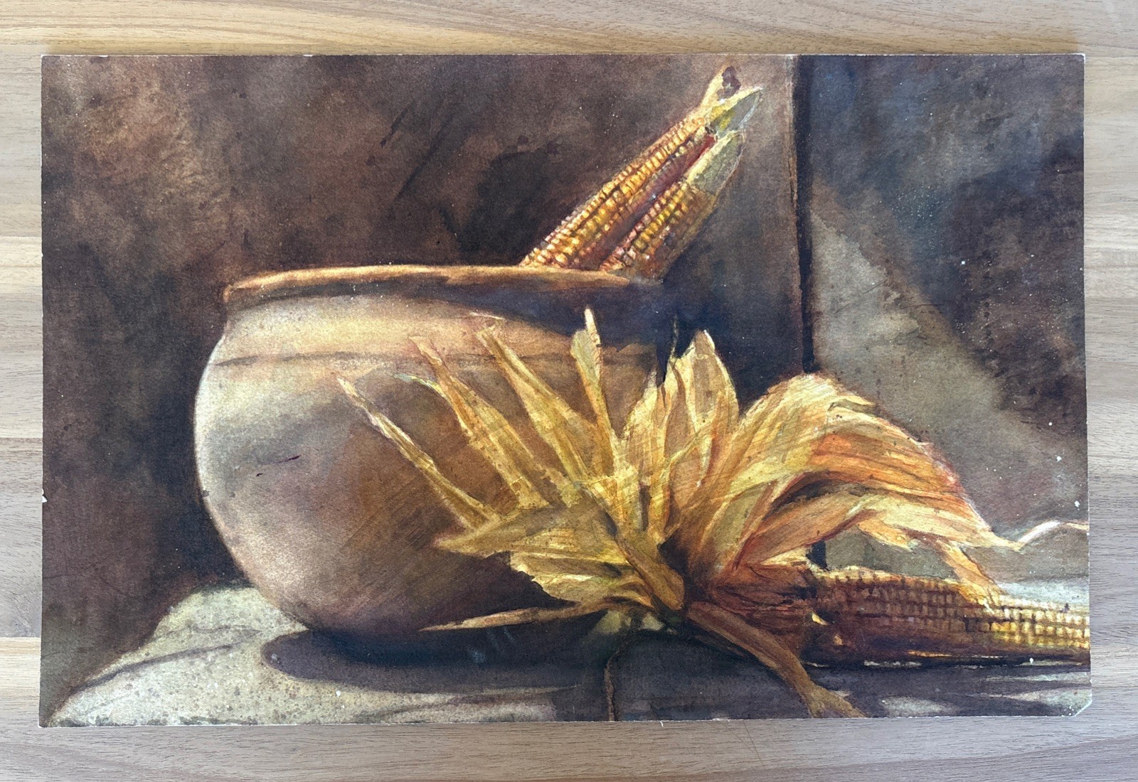 Cheryl Criss Original Watercolor Painting Still Life Corn 20 3/4” x 13 1/4”