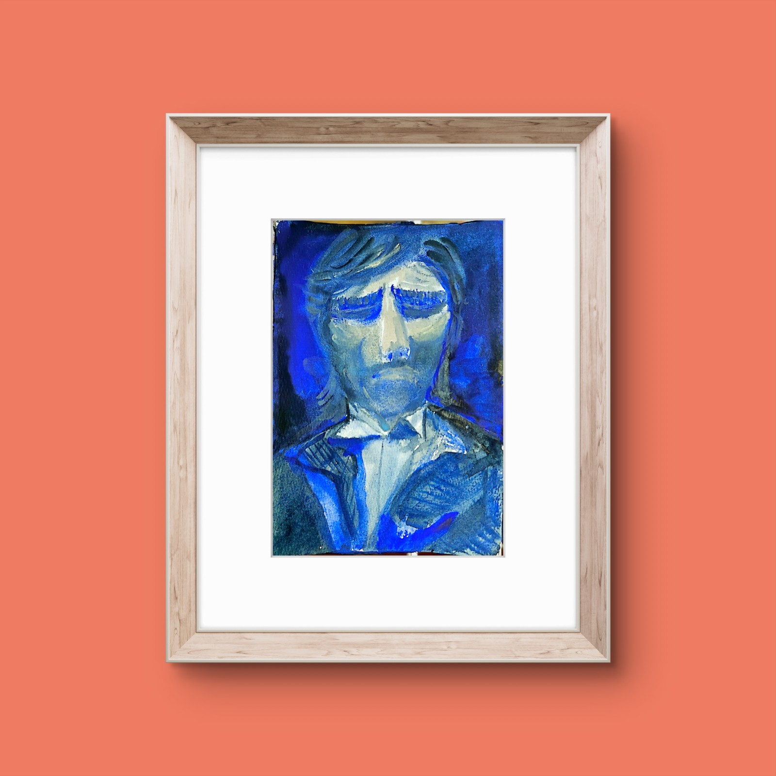 A Man In Pain Original Expressionism Watercolor On Cotton Paper Abstract 5×7