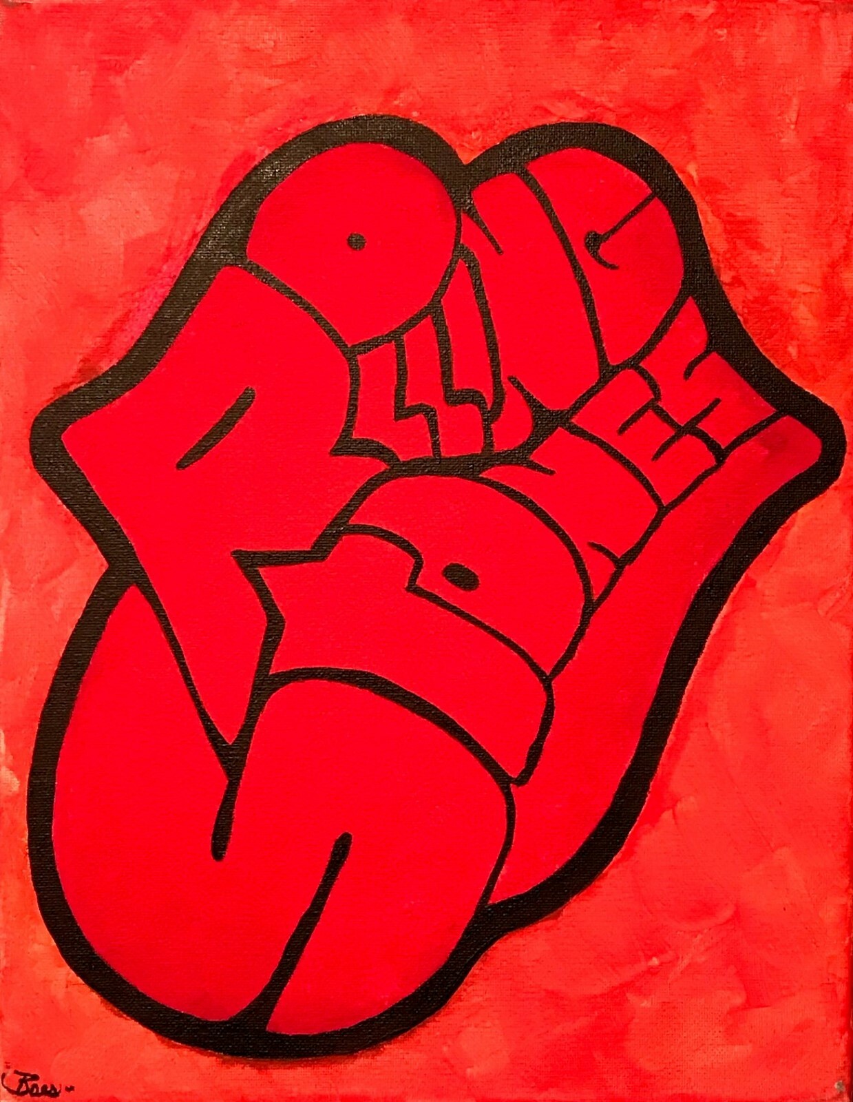 Seasoned Art Rolling Stones red tongue band logo canvas painting music icons