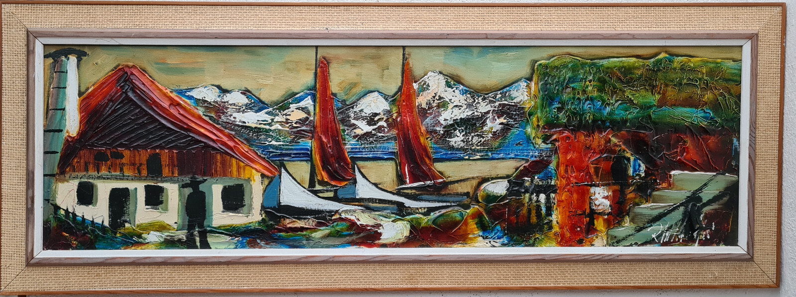 Large abstract oil painting oil painting masterpiece landscape city sea 308