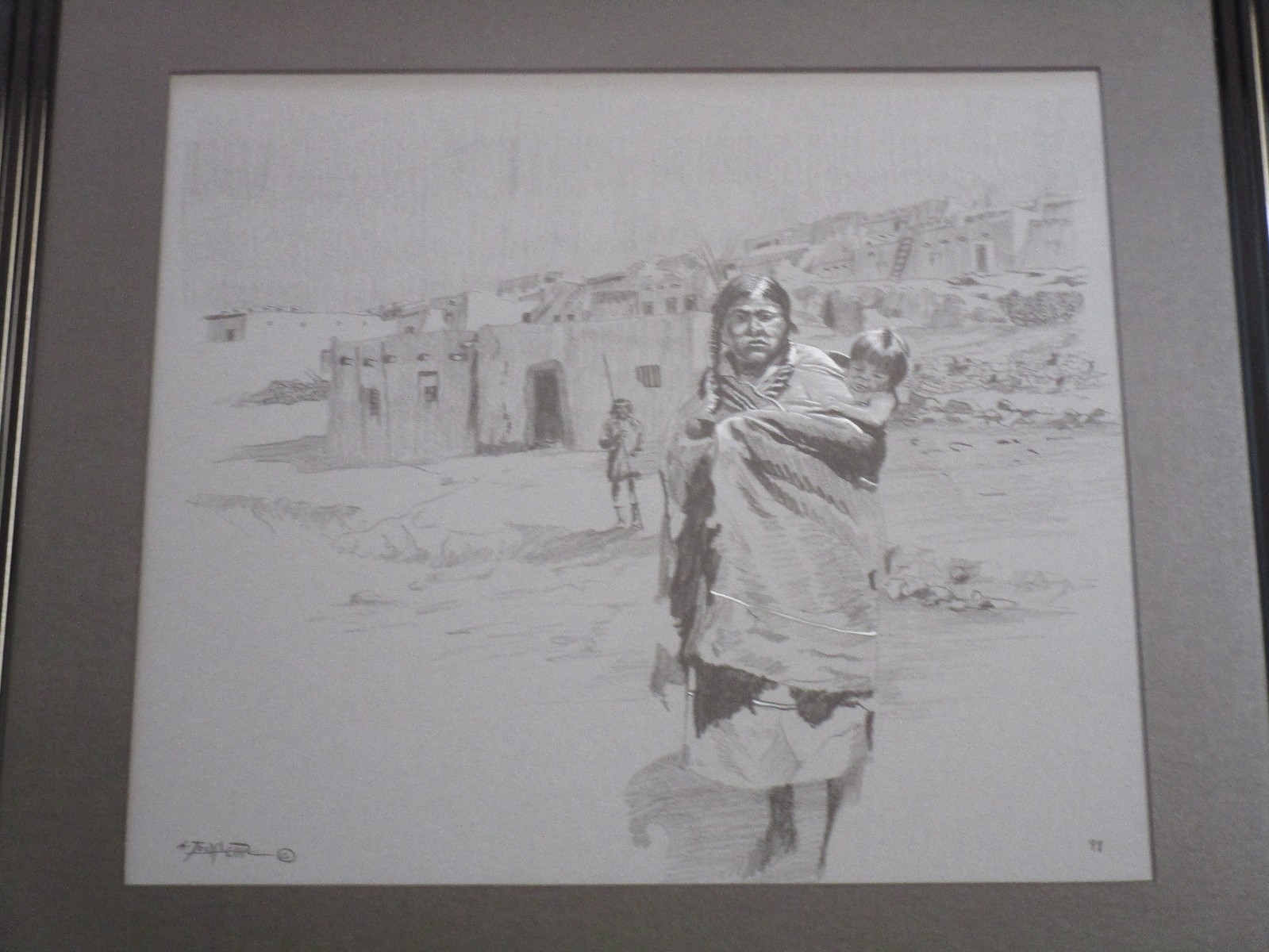 GENE LOCKLEAR DRAWING PAINTING NATIVE AMERICAN INDIAN PUEBLO PORTRAIT LANDSCAPE