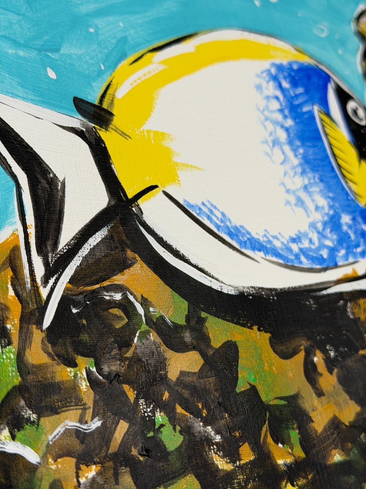 Colorful Regal Blue Tang Fish – Pop Art Acrylic Painting – 11×14″ Media Paper