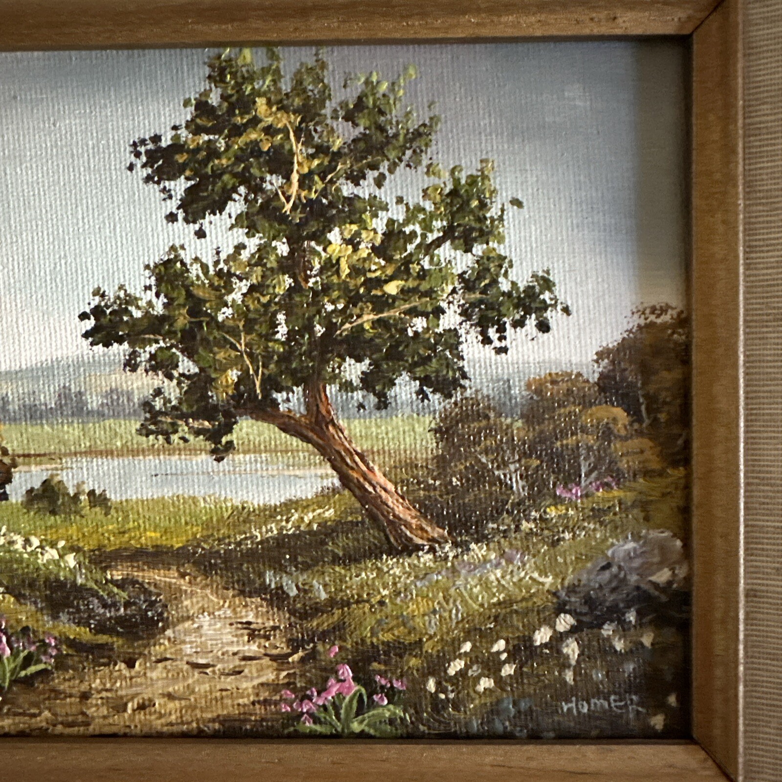 Oil Painting By Homer – Landscape Art, Trees, Flowers