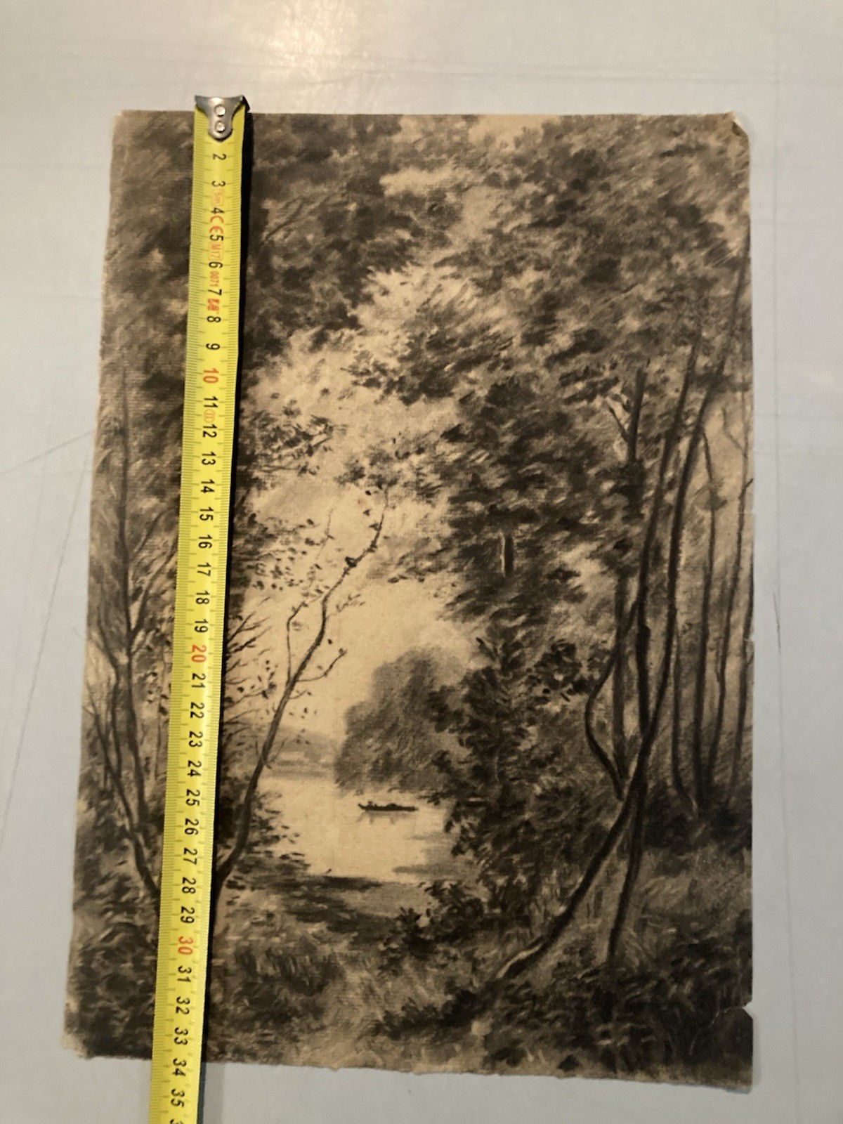 Large Drawing Xixth 1850 Pencil Boat Boats Romanticism Shaft Antique to Identify