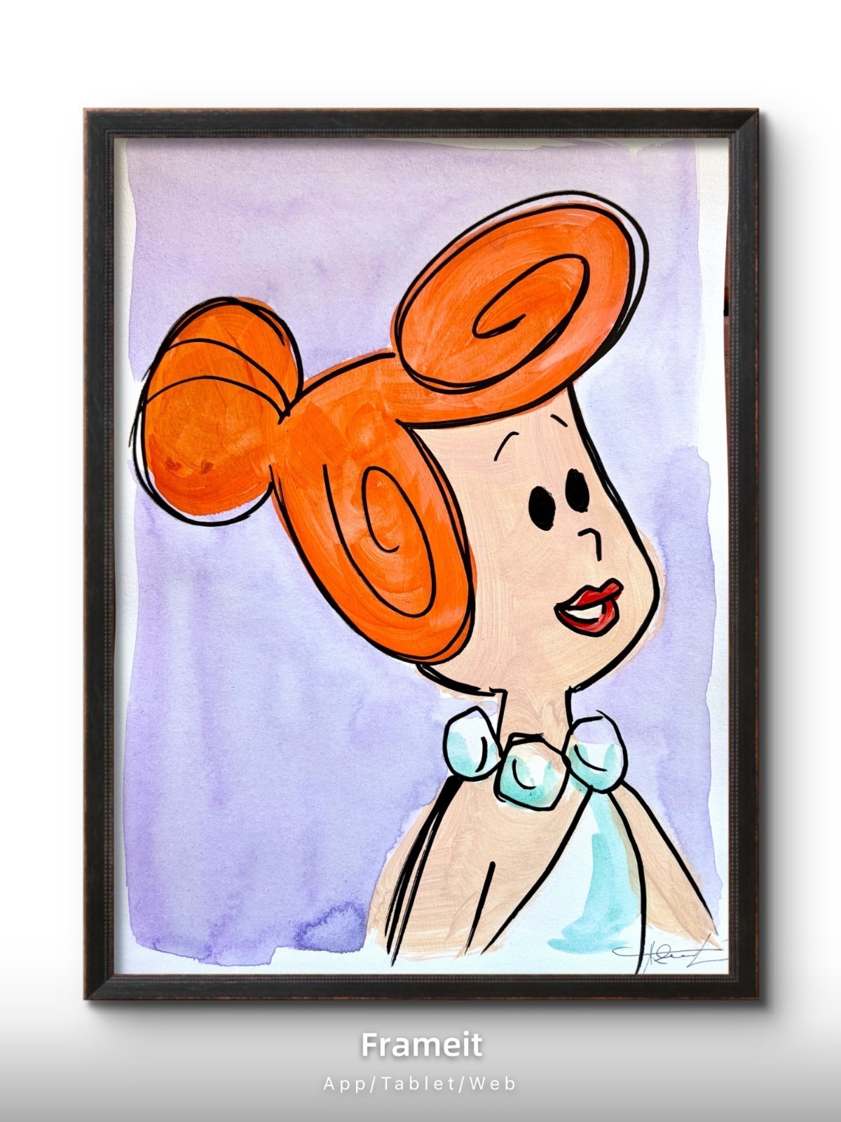 Original Wilma 1 Painting By Alannah Dyer- Acrylic 9×12 in. Flintstones TV Show