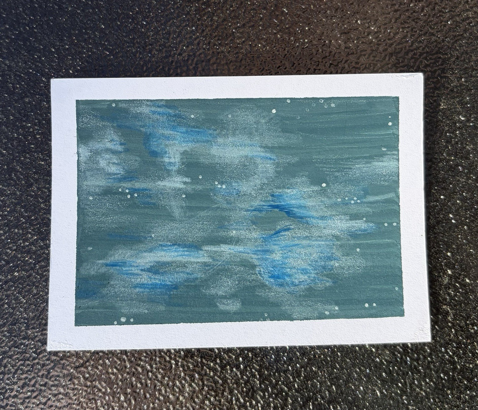 ACEO Original Abstract Starry Sky Windy Storm Nature Mini Painting Landscape