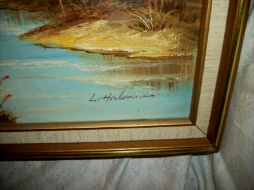 Hollywood Regency French Impressionist Oil Painting Landscape Chateau Bridge