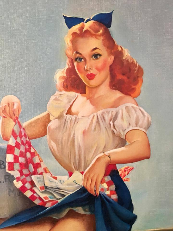 SALE! ELVGREN CARLYLE GETTING POSTED ’47 ORIGINAL PAINTING Pin-Up FAN MAIL PinUp