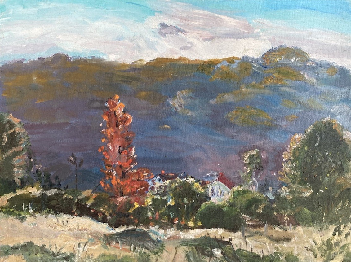 Original Oil Painting Landscape After Helen Bradley Dated 1992 12 x 16