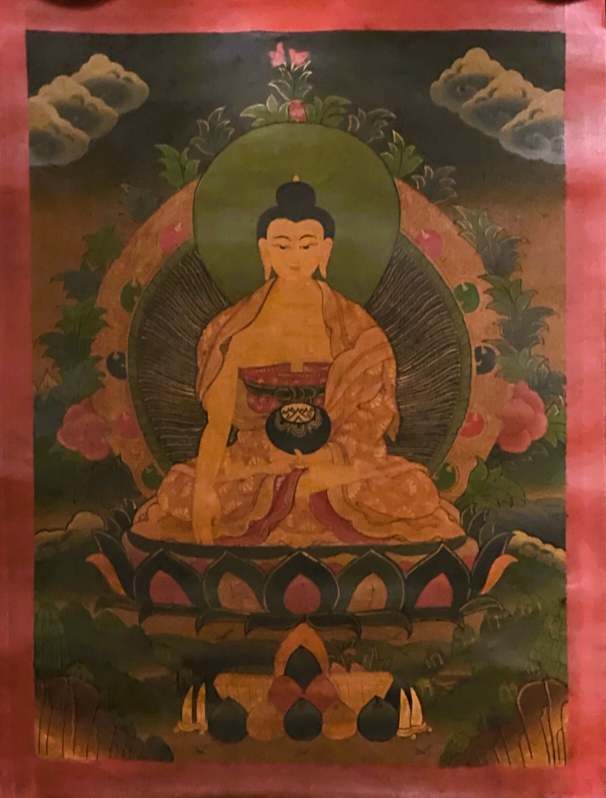 SHAKYAMUNI BUDDHA/ SIDDHARTHA OIL VARNISHED ORIGINAL TIBETAN THANGKA PAINTING