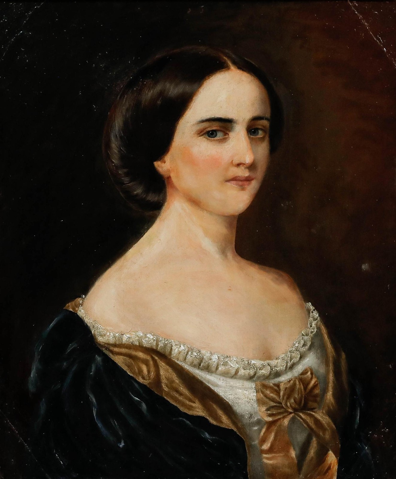 Mid 19th Century Oil – Portrait of a Fashionable Lady
