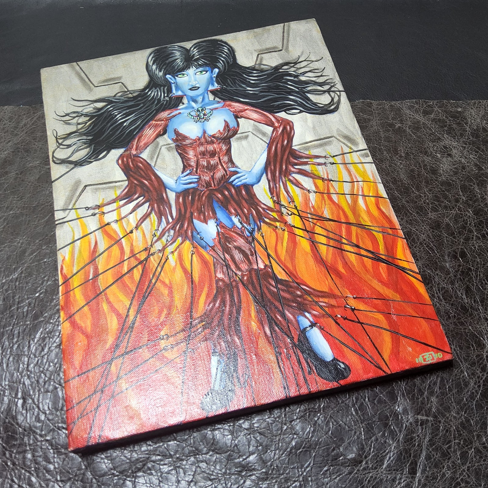 1 original 2 prints horror pinup girl art zombie girl meat dress hooks tattoo