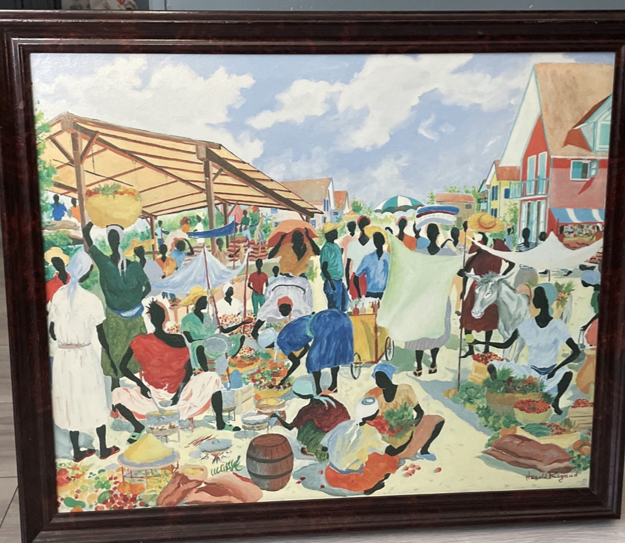 Harold Rigaud Certified Genuine LITHO ON CANVAS «MARKET PLACE»27X23”