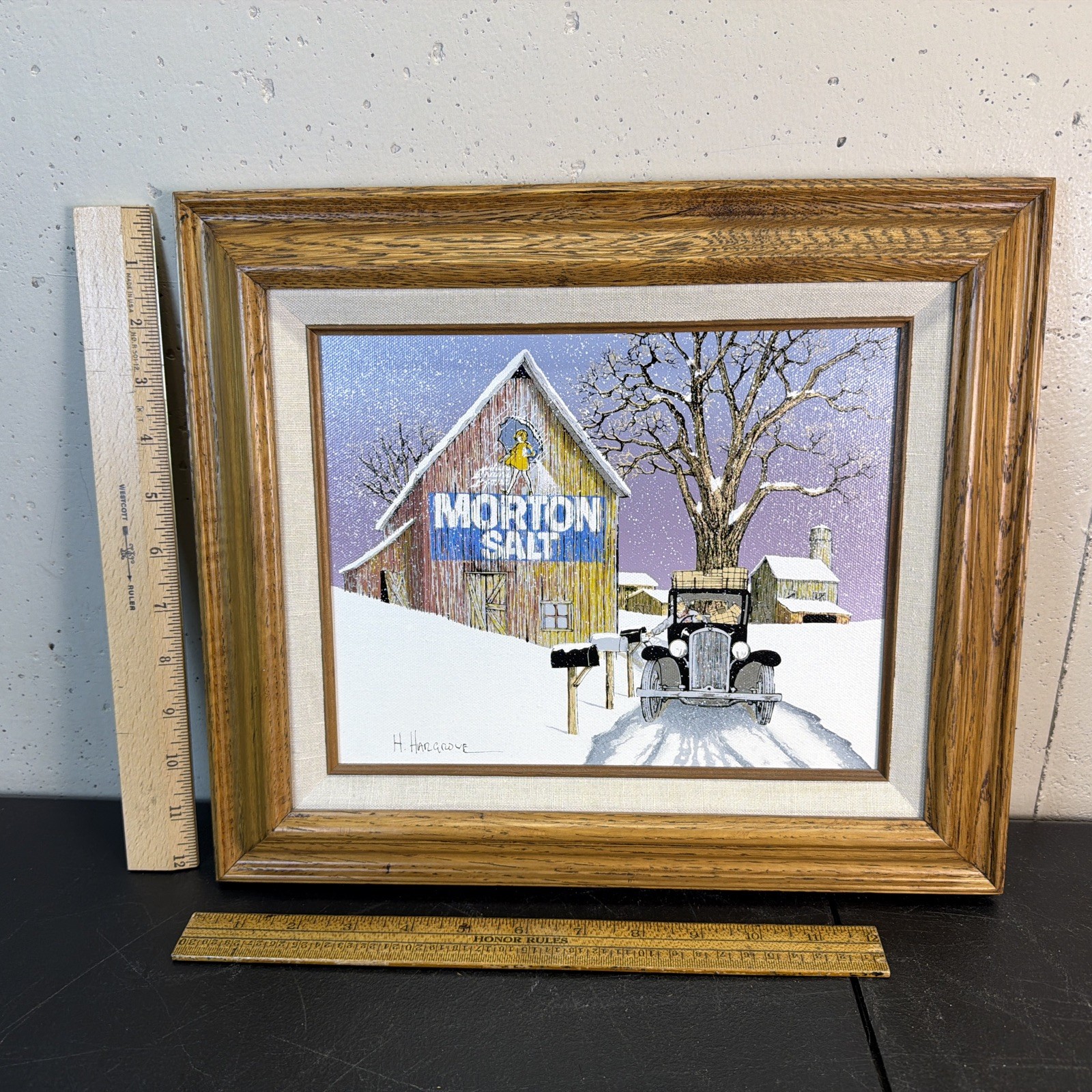 H. Hargrove Original Oil Serigraph Painting 12”x 14”Morton Salt Certifiedp
