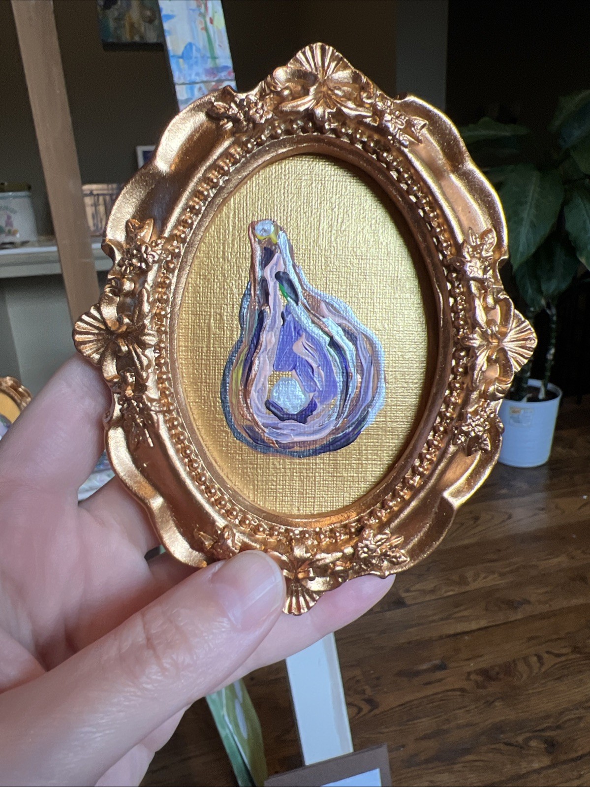 Oyster Shell,pearl,cute,original,miniature Painting,small,mini,framed Set