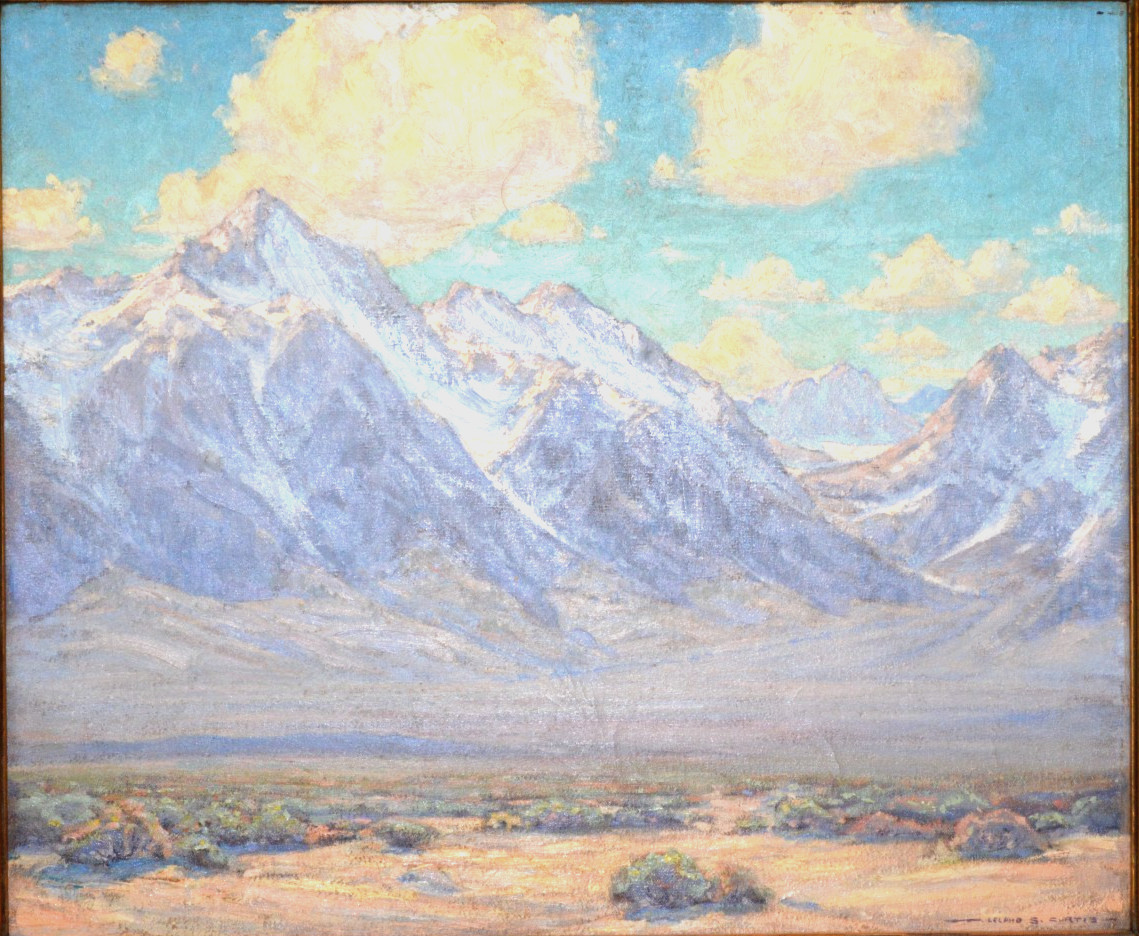 Beautiful desert and mountain landscape by artist Leland S. Curtis (1897 – 1989)