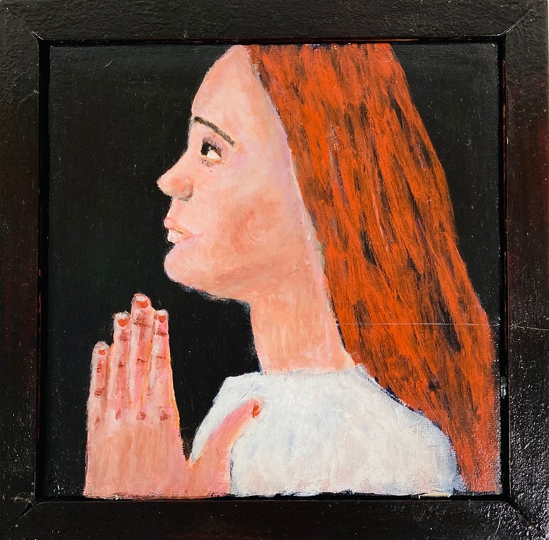 Religious Portrait Painting Praying Prayer Meditating Thankful Framed Artwork