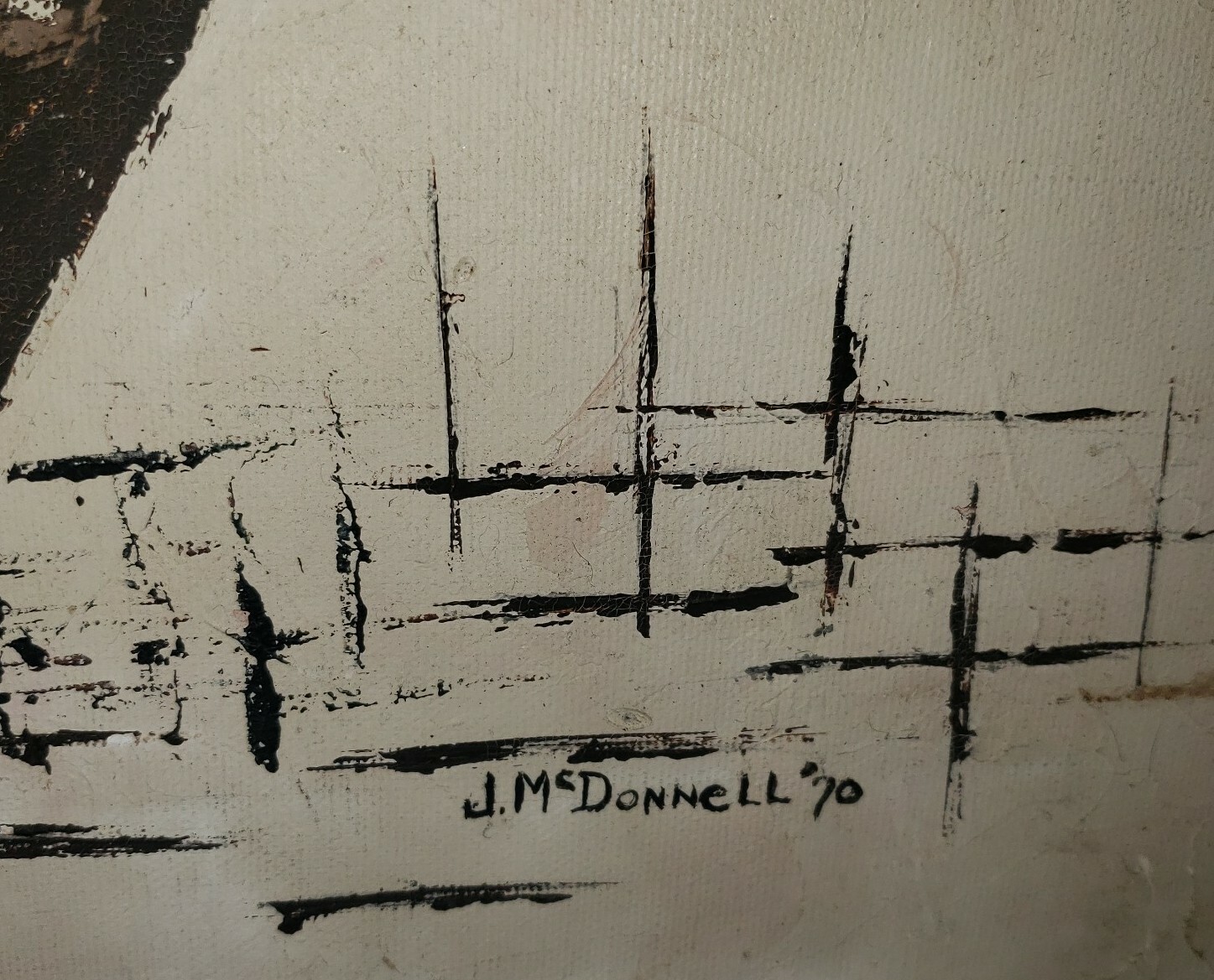 Vintage Unique Still Life Oil Textured Painting By Artist J.Mc Donnel 70s
