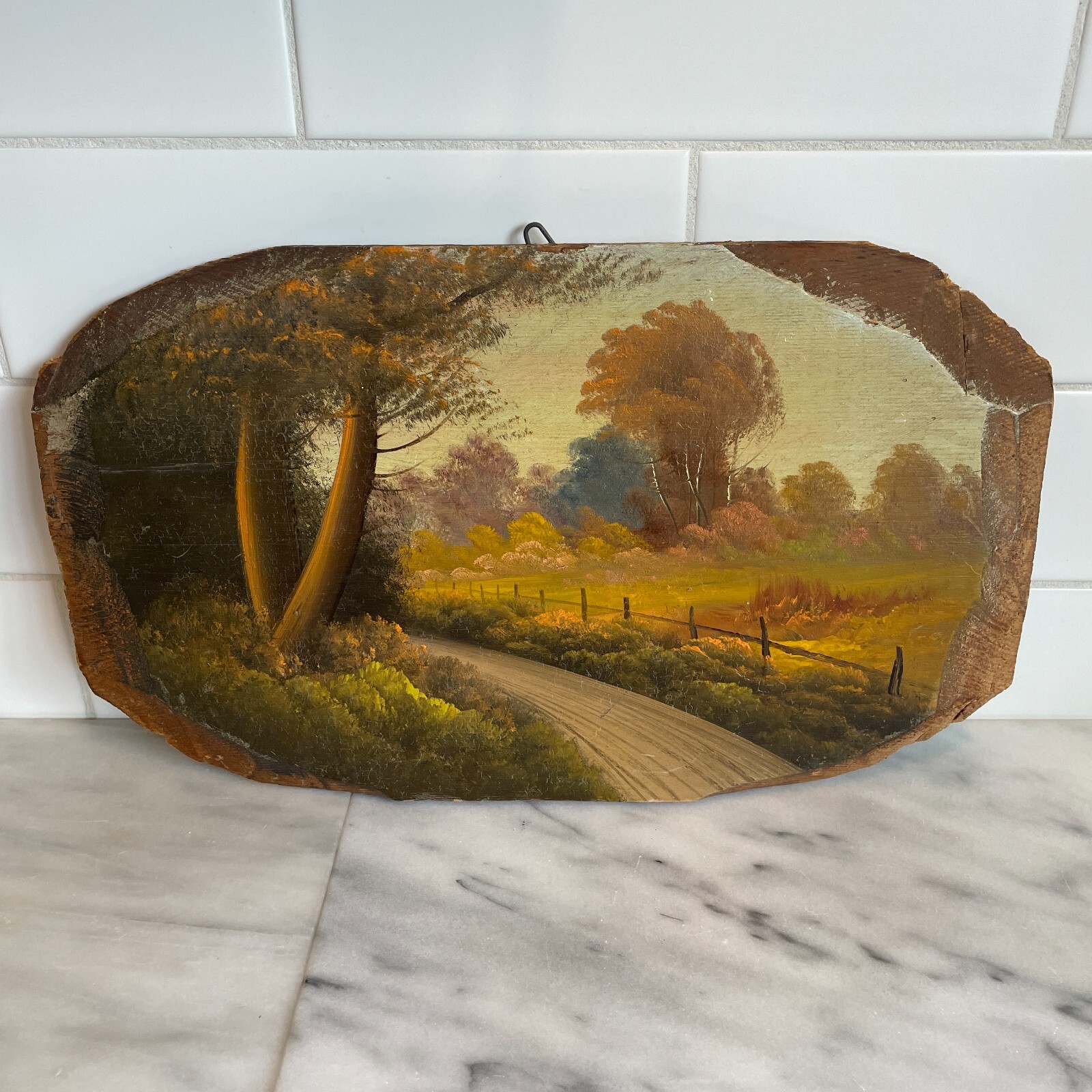 Vintage Original Oil Painting Landscape Fall Woods Jim Hildebrandt Country Road
