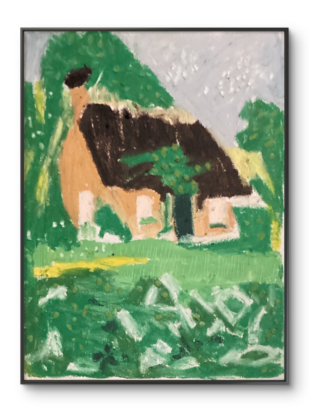 House Nature Architecture Abstract Landscape Original 11×14 Canvas Wall Art