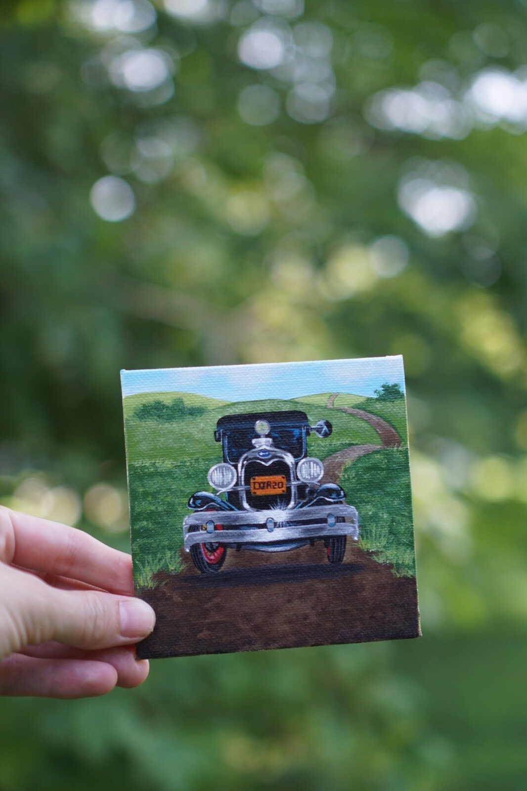 Original Art Canvas Mini Art Gallery Collection-Old Antique Car