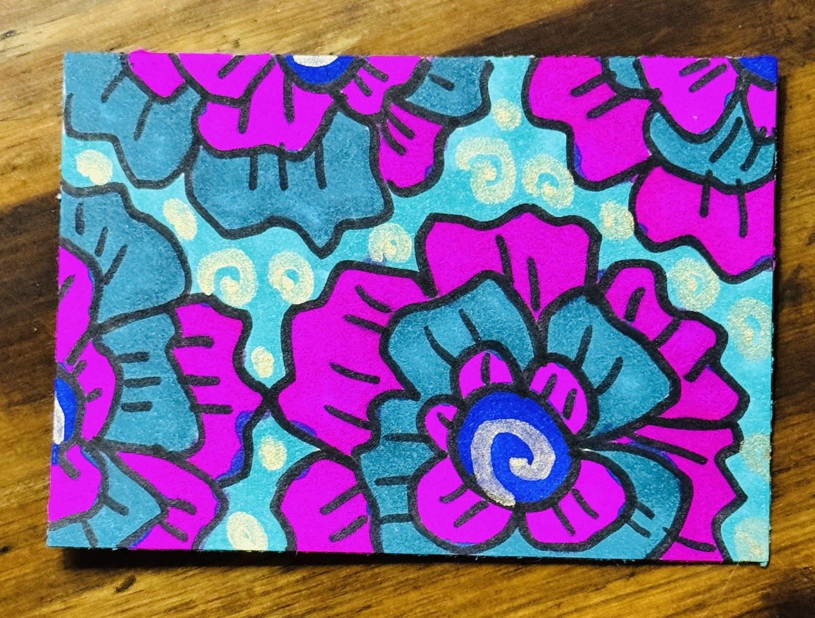 ACEO Miniature Art Piece-Floral Velvet-Floral, Original-Caroline Hanold