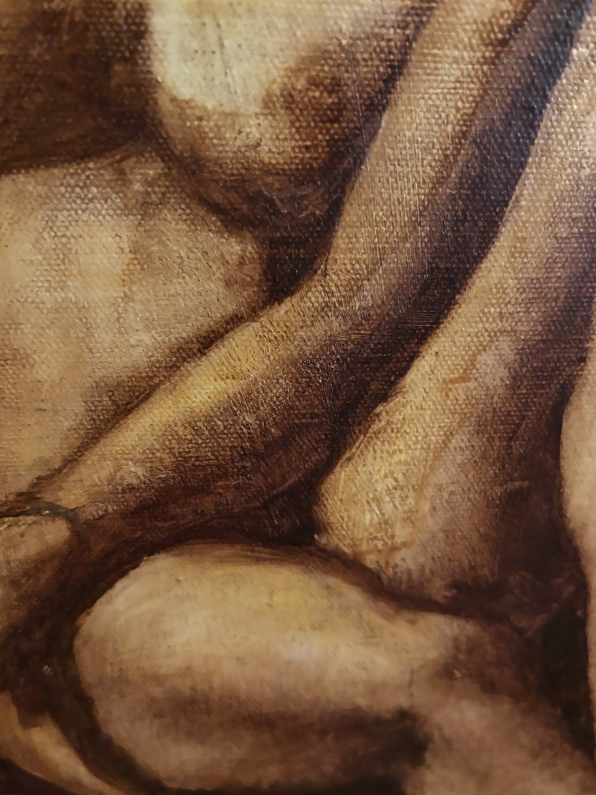 1960 NUDE signed on canvas Antique frame MOODY 22 x 26