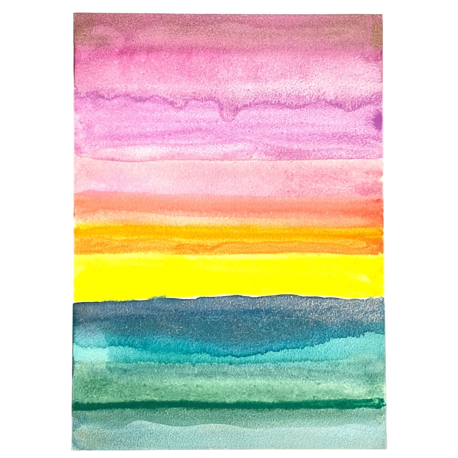 Art Original Sunset Dreams Watercolor Mixed Media Painting on 5x7in AquaBord