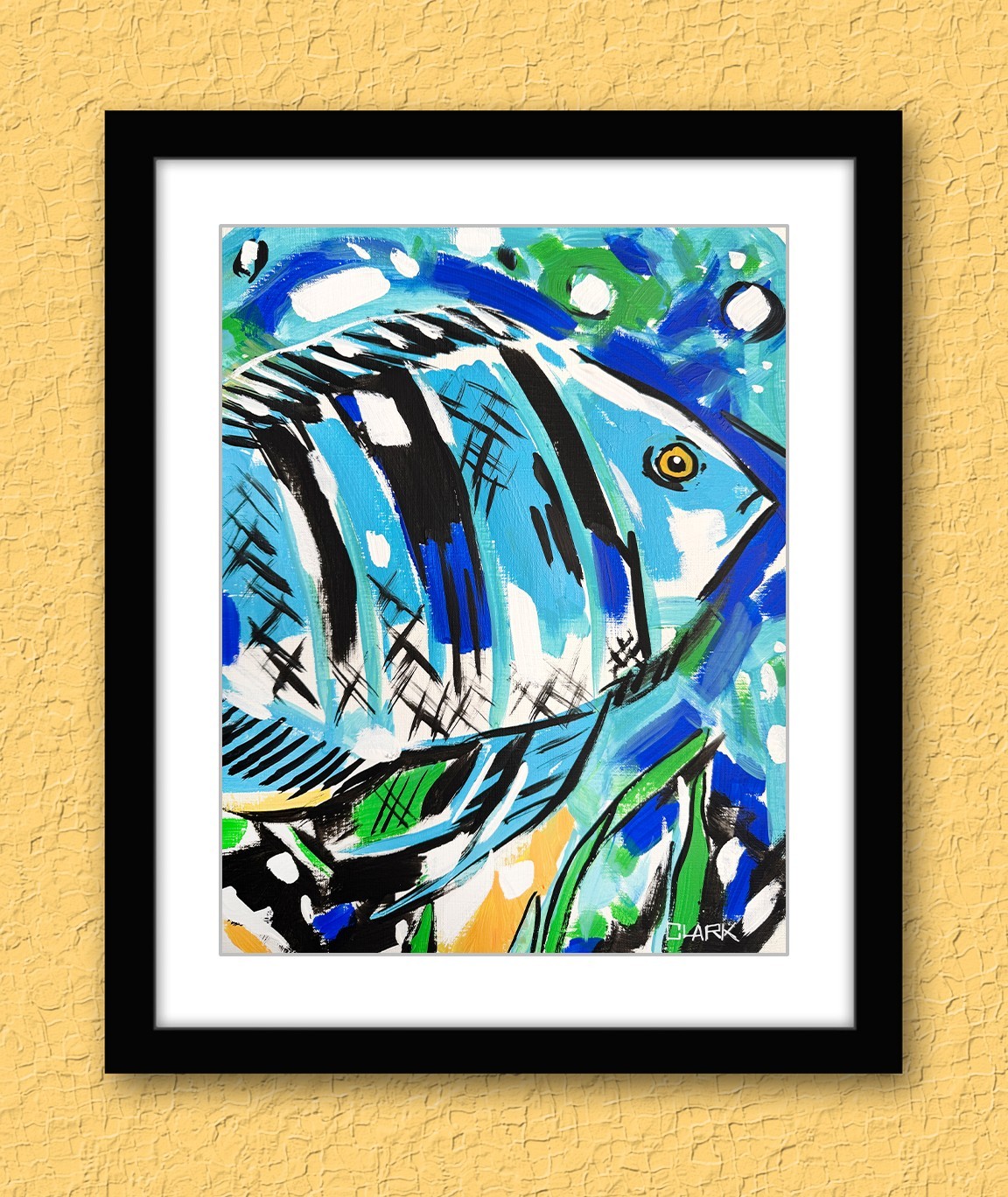 Original Tropical Fish Pop Art Acrylic Painting – 11×14″ Mixed Media Paper
