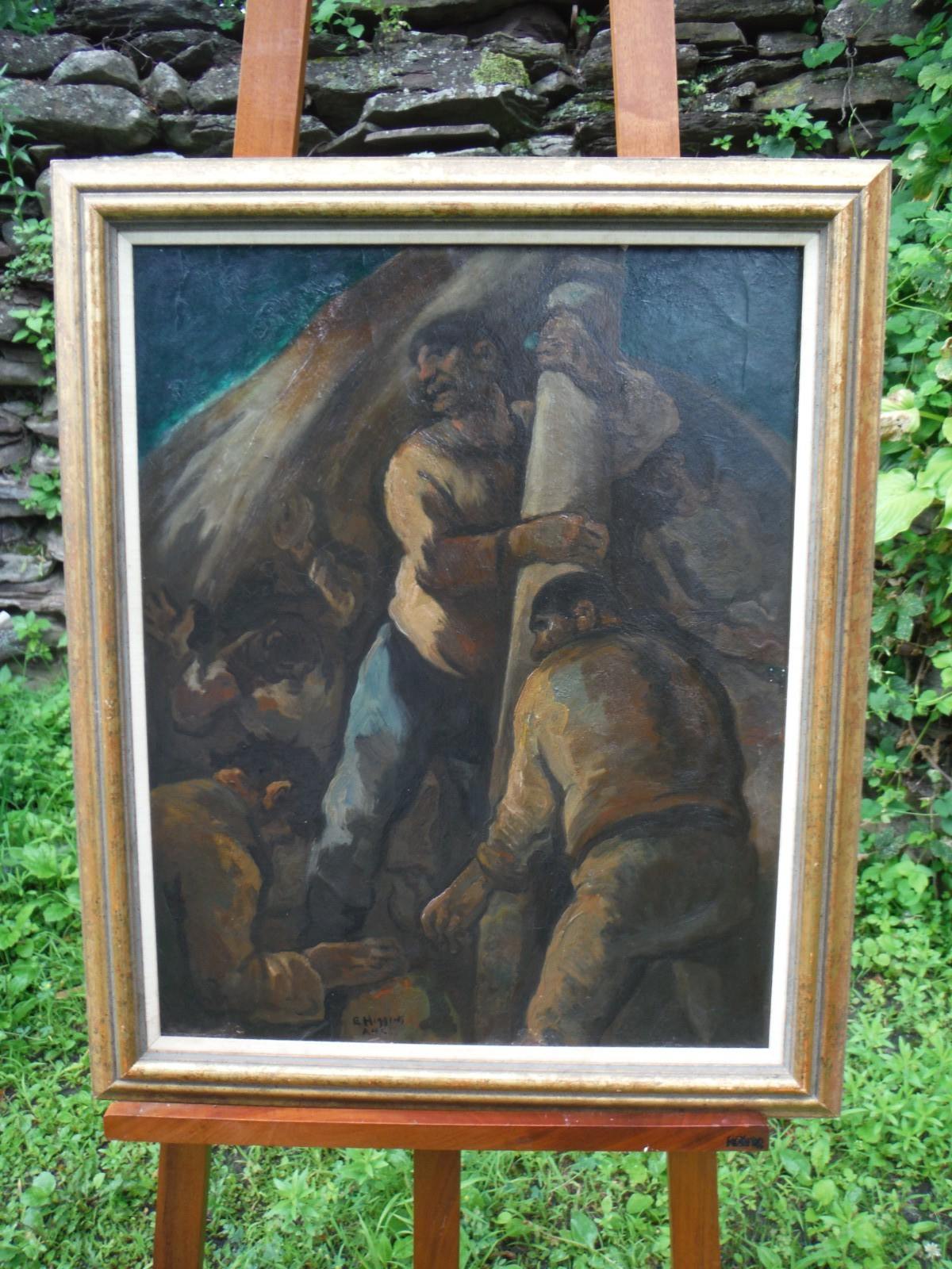 Large ANTIQUE EUGENE HIGGINS PAINTING WPA EXPRESSIONISM NEW YORK CHICAGO MODERN