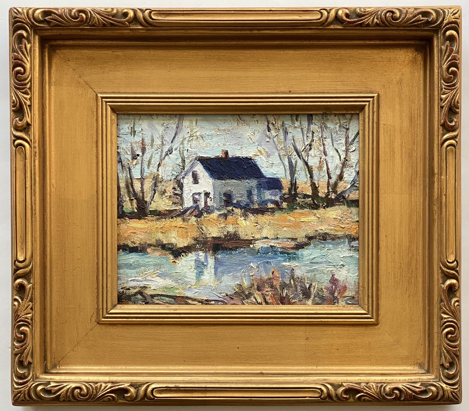Dorothy Snowden Vtg Impressionism Plein Air Lake Farm Rural Landscape Painting