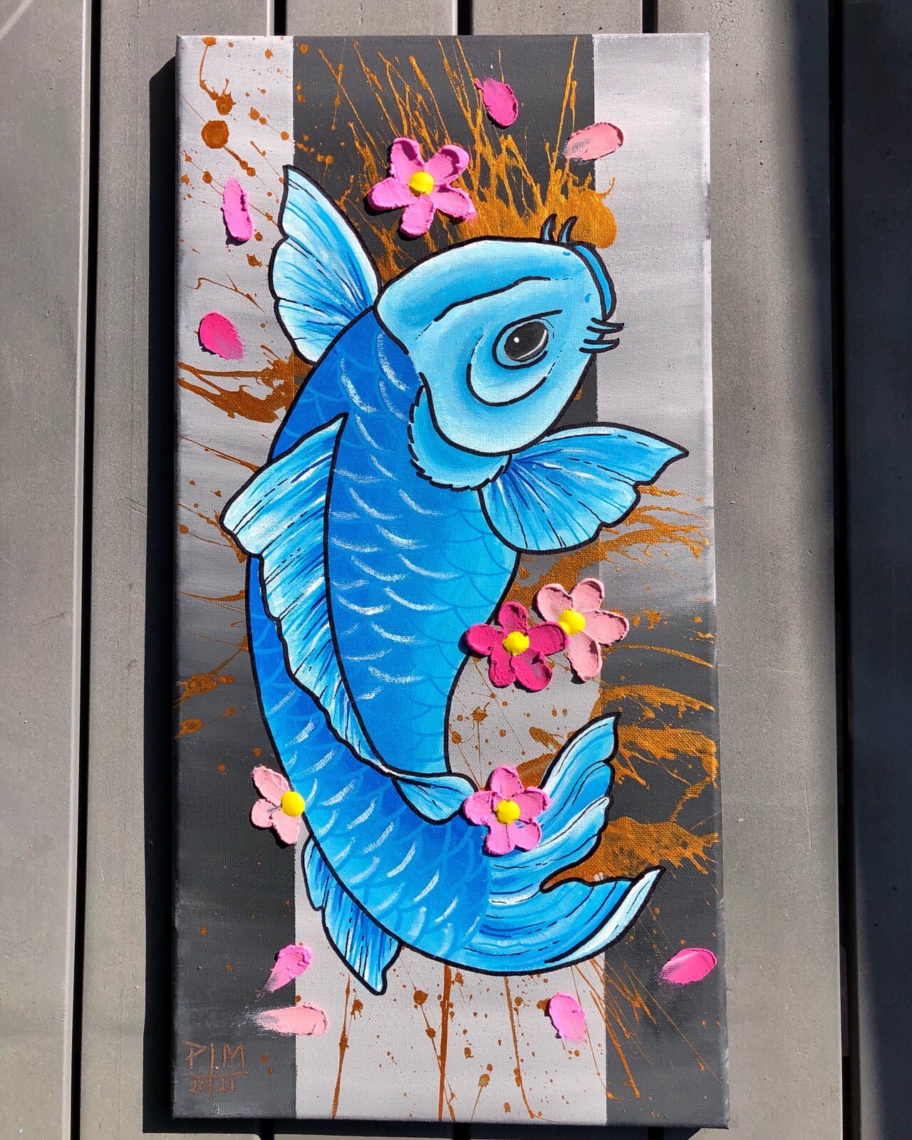 koi fish modern abstract painting