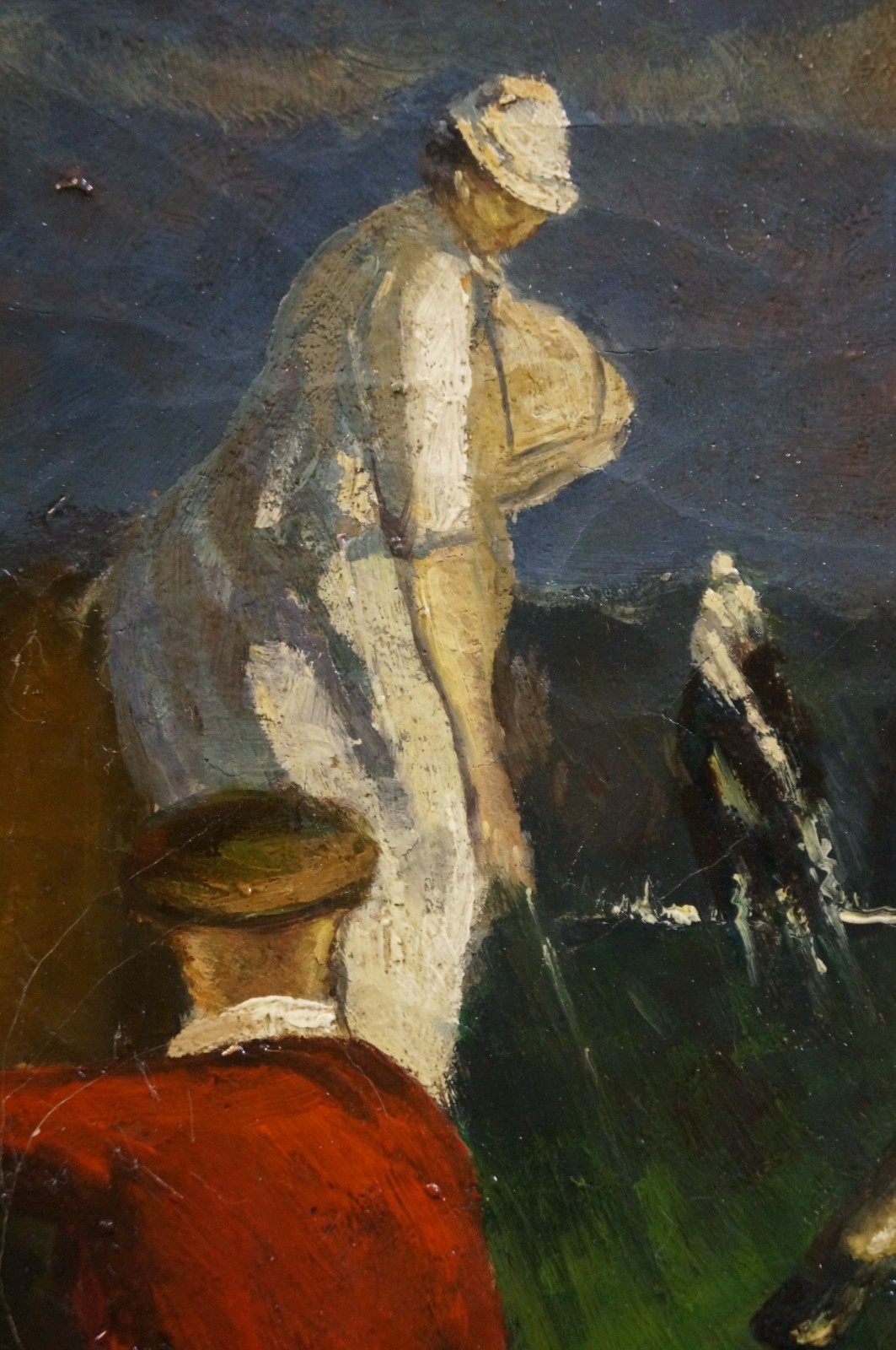 Trevor James Polo Crowds Equestrian Oil Painting After George Wesley Bellows 37″