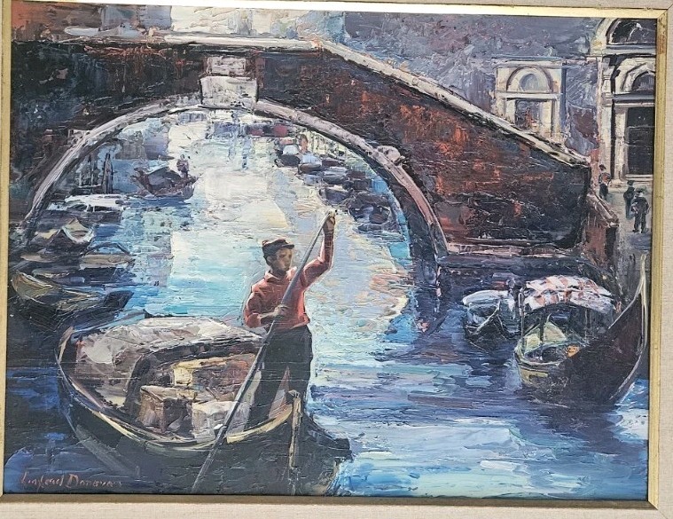 VENICE by LINFORD DONOVAN (1906-2003) Orignal Oil Framed 29×23″