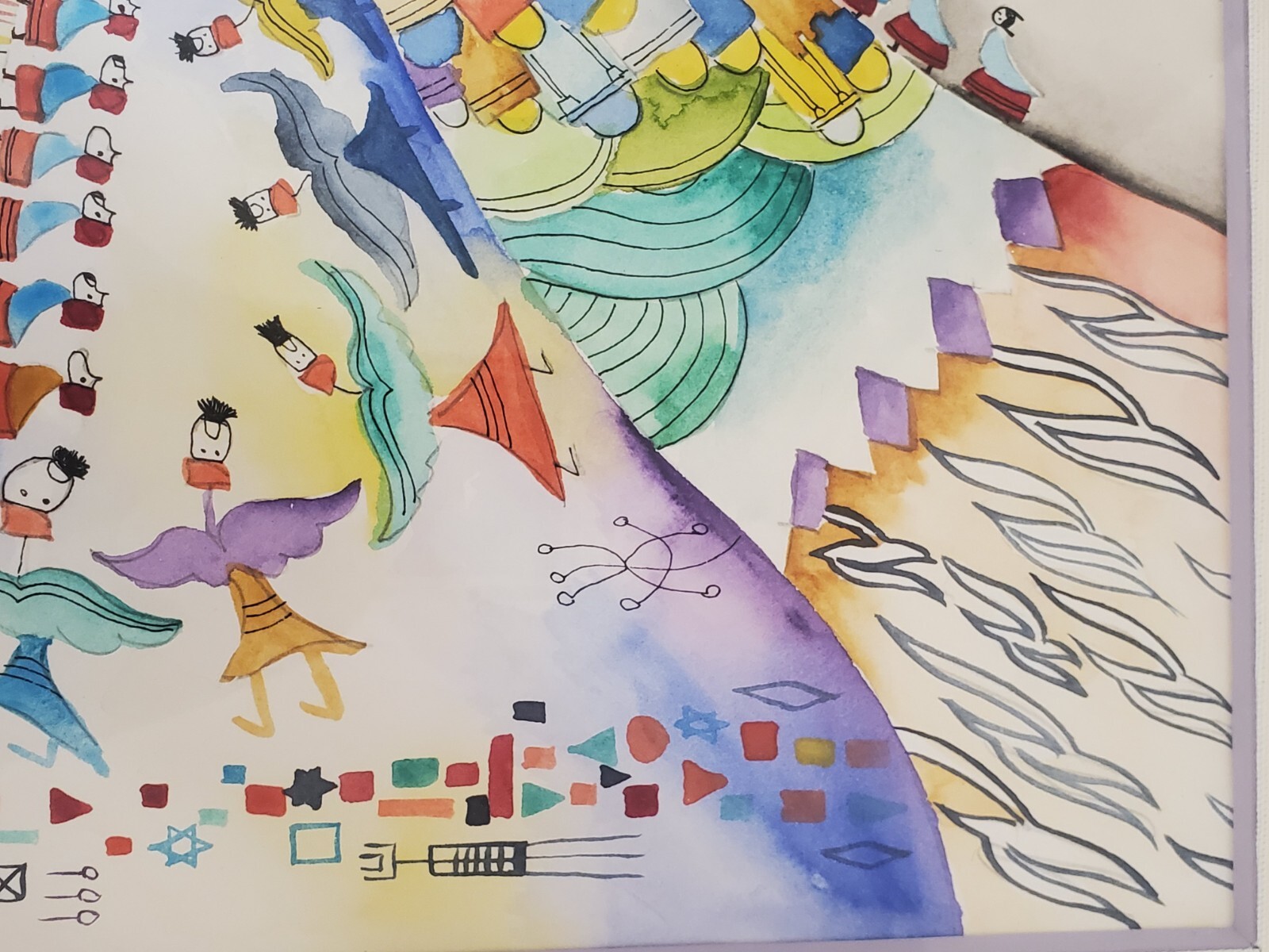Raphael Abecassis Original Watercolor on Paper 12″ X 12″ Judaism Surrealism